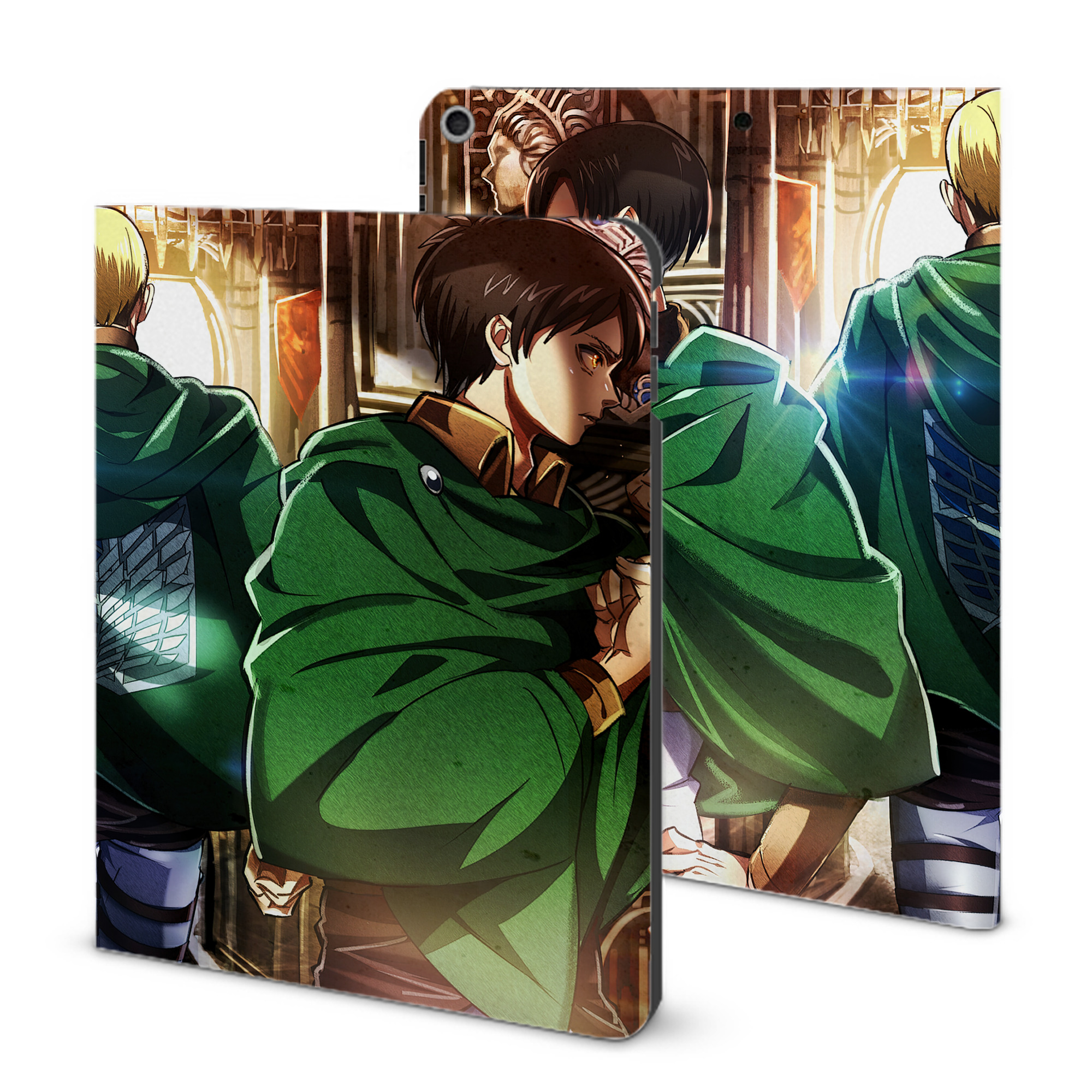 （画像用） 進撃の巨人 Attack on Titan IPad ケース ブック型 PUレザー TPU 耐衝撃 軽量 薄型 ペン収納なし 全面保護 IPad 各モデル対応